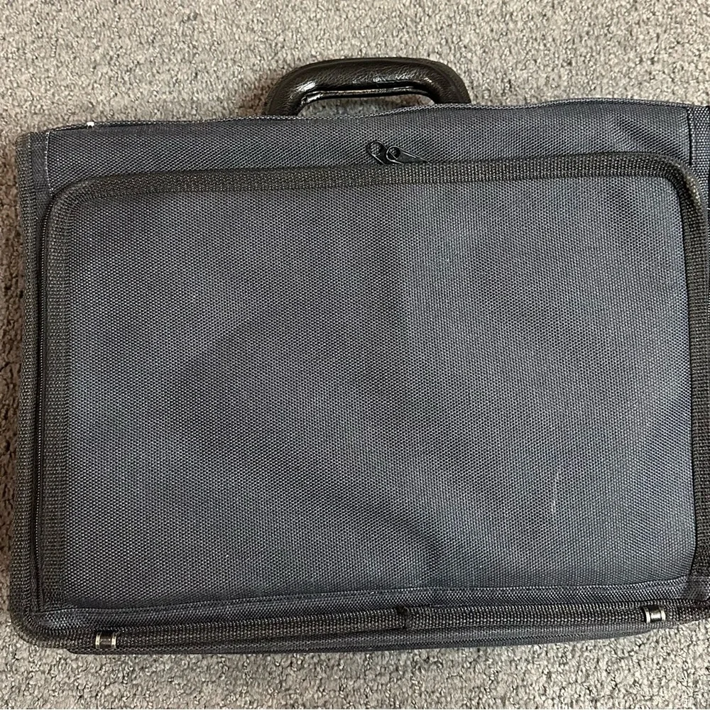 Vintage Black Canvas Top Handle Briefcase 17” x 12” x 5.25”